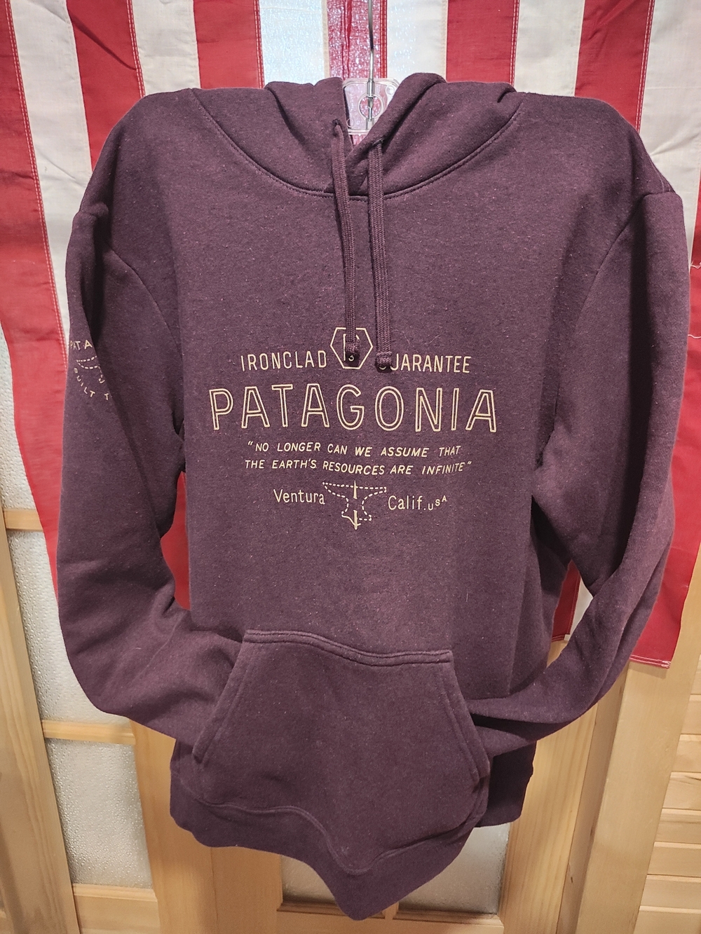 Patagonia Men's Maroon Crewneck Hoodie with Logo Print